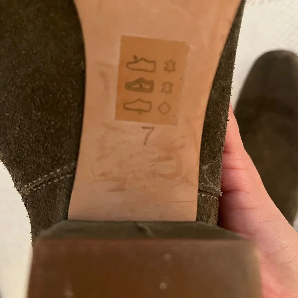 Madewell Olive Green genuine Suede ankle Booties Size 7 festival, music festival - Picture 10 of 11